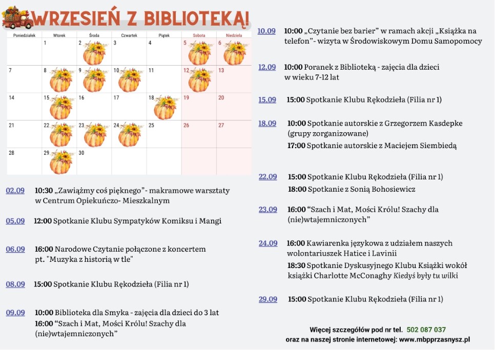 Kalendarz wydarzeń - wrzesień 2026